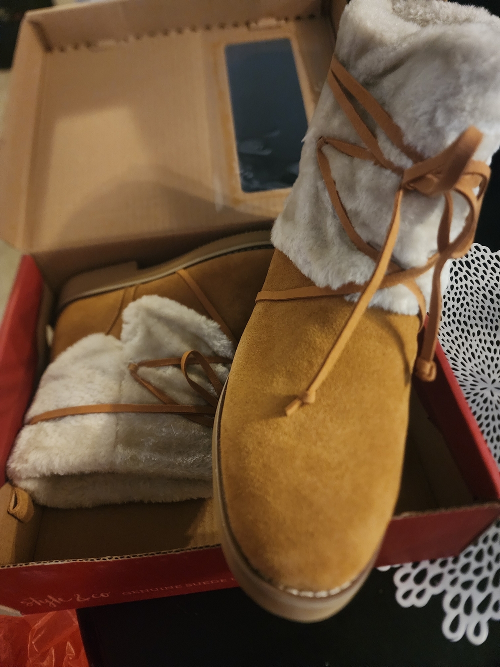 New Style & Co.Suede Faux-Fur Winter Ankle Boots - Tan